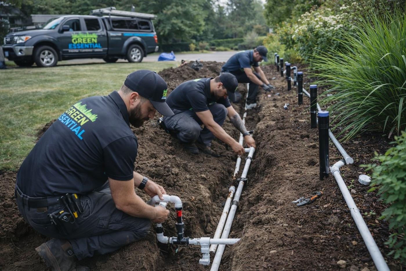 Team at work on installation