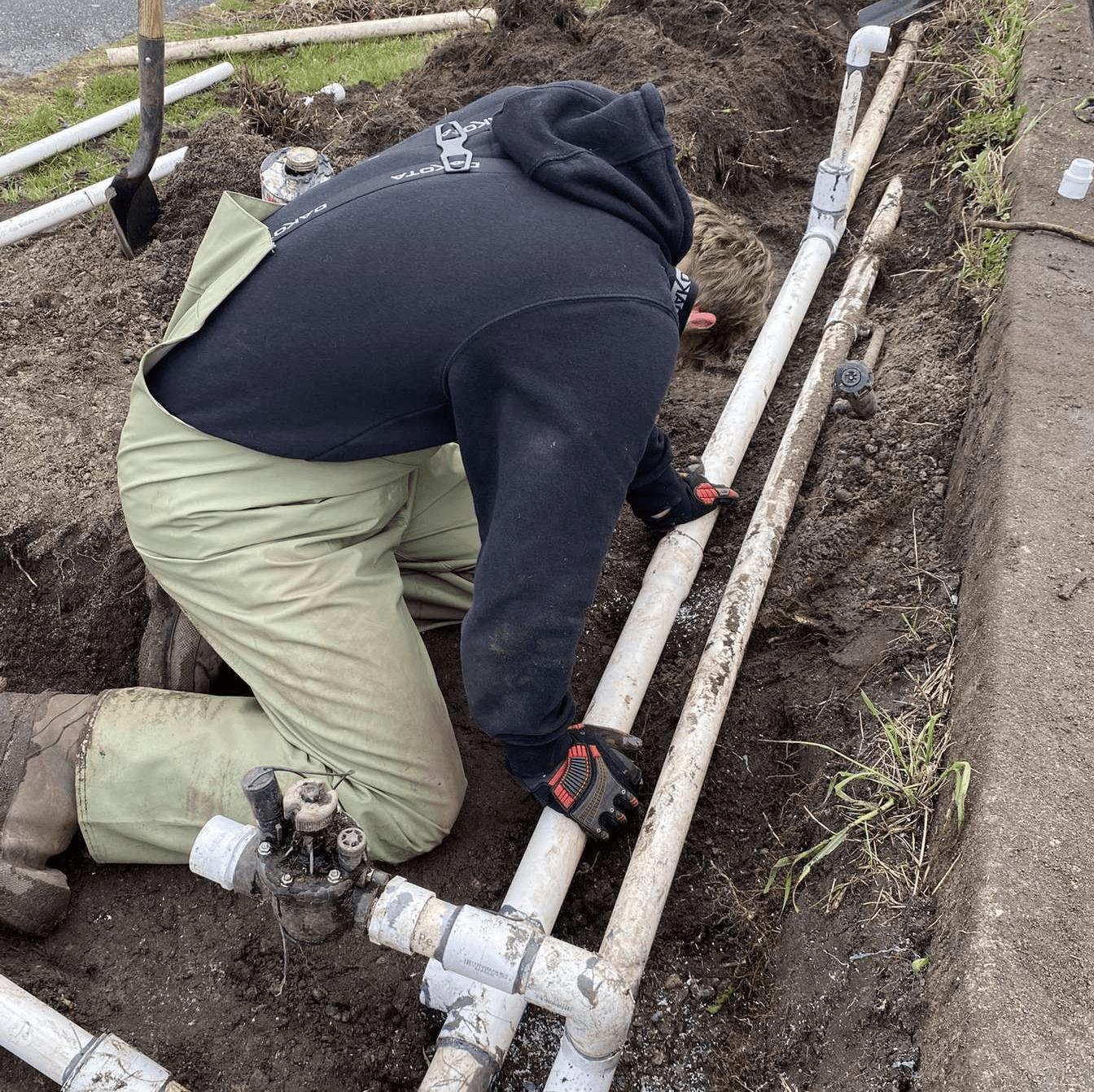 Irrigation valve manifold and pipe fitting work